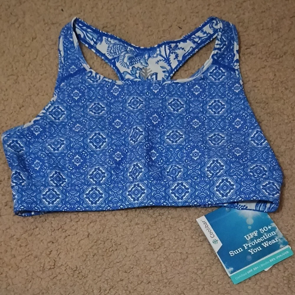 Coolibar UPF 50+ Reversible Medley Swim & Sports Bra Women's Size Medium NWT - Picture 2 of 8